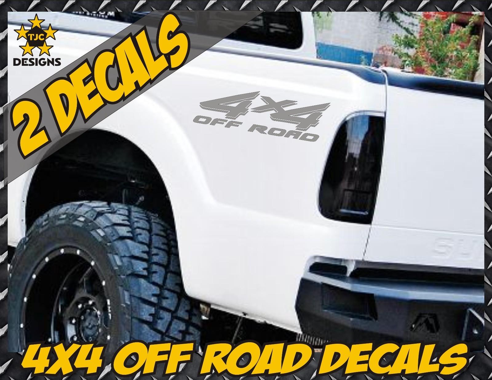 4×4 Truck Bed Decal Set METALLIC SILVER for Ford Super Duty F-250, F-150, Ranger
