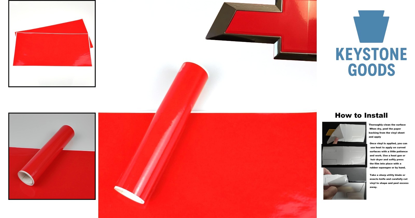 Red Vinyl Overlay Sheets for Chevy Bowtie Emblems – Weatherproof, Reusable, E…