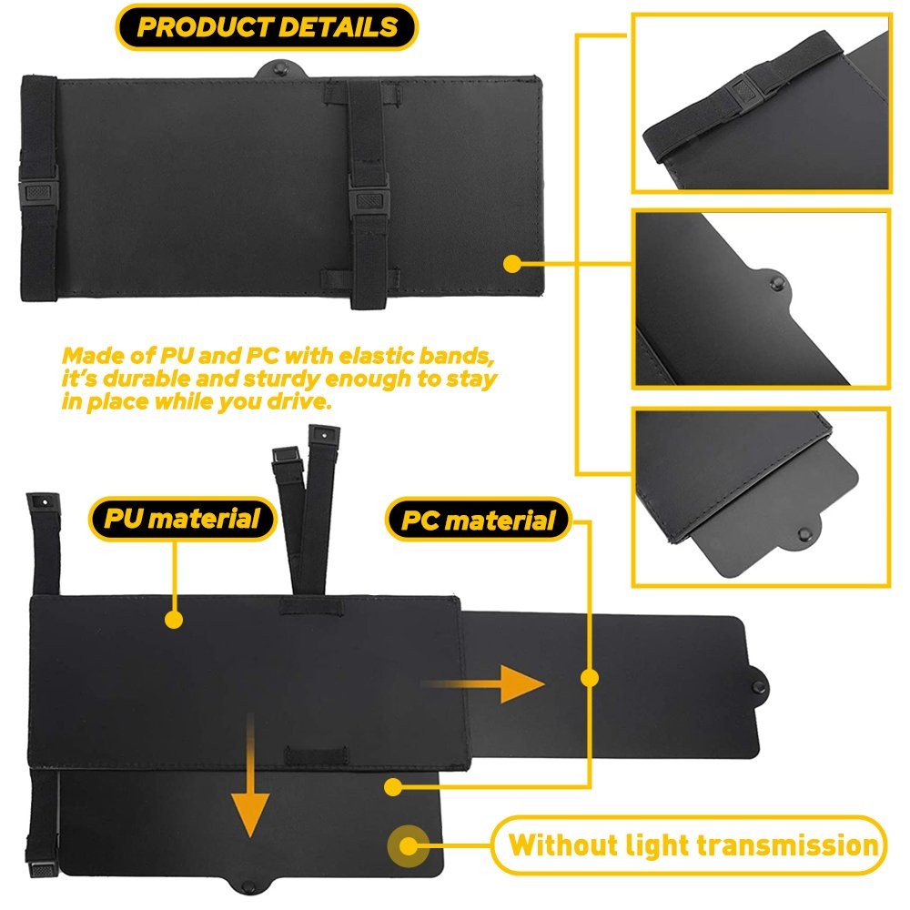 1/2pc Car Sun Visor Extension Shield Front Side Shade Anti-Glare Sunshade Black
