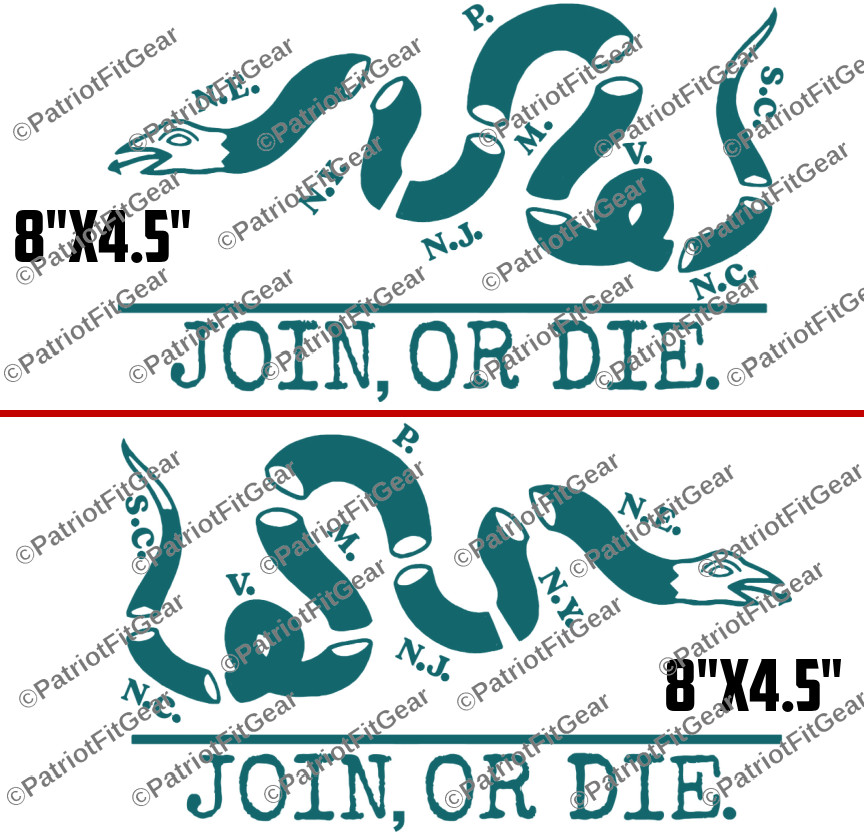 Join Or Die,We The People,Liberty Or Death,8″x4.5″x2,Snake,Custom Vinyl Decal