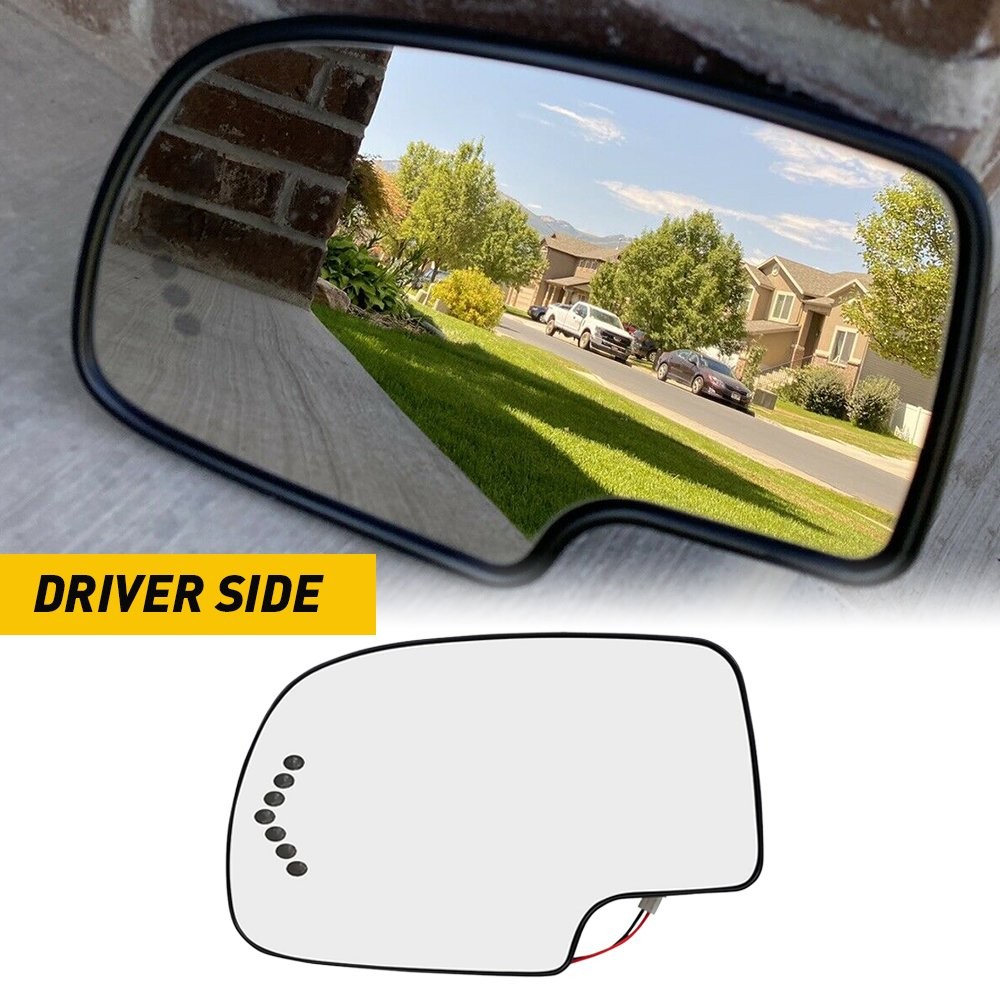 1/2Set Mirror Glass Signal Turn Heated Driver Side for LH 03-2007 Chevy GMC Cadi