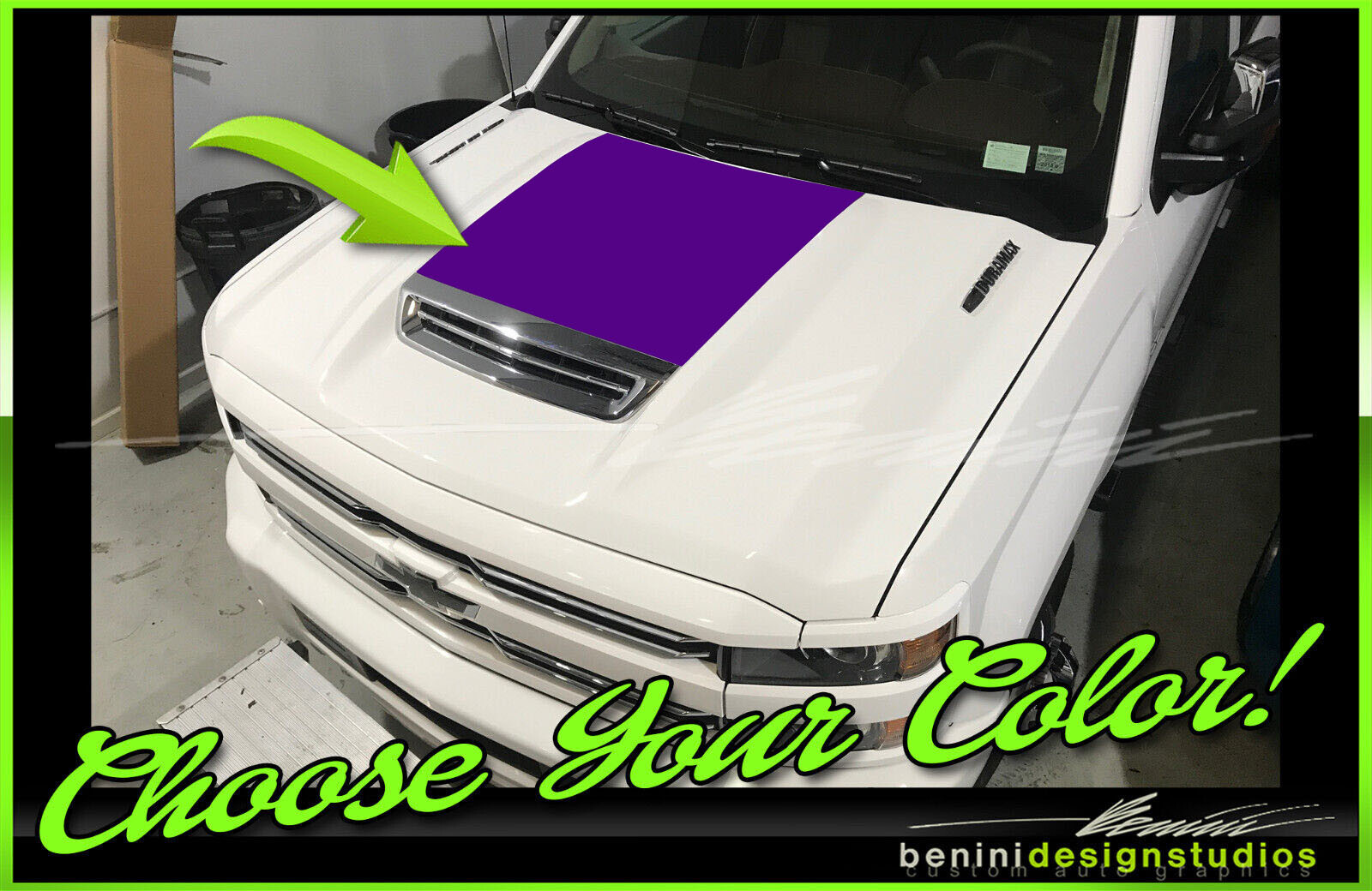 Hood Graphic Stripes Style 1 Fits 2017 Chevy Silverado HD