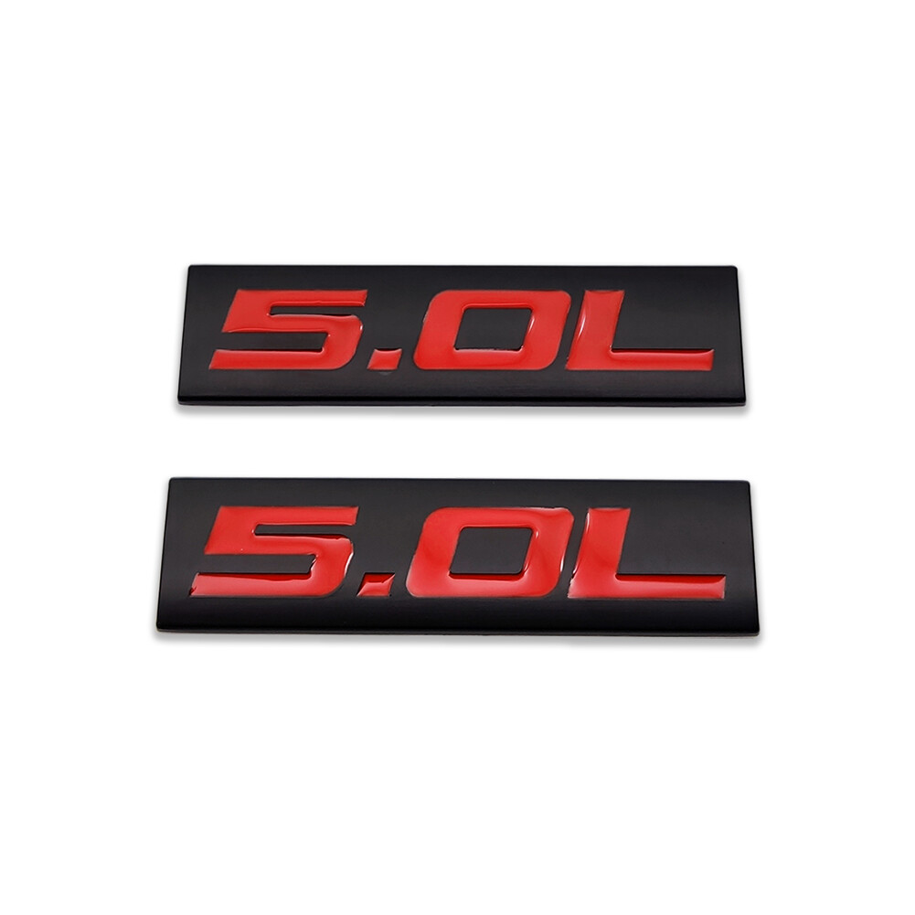 2x Black&Red 1.5-7.3L Emblem Logo Side Badge Metal Sticker V6 Sport Turbo