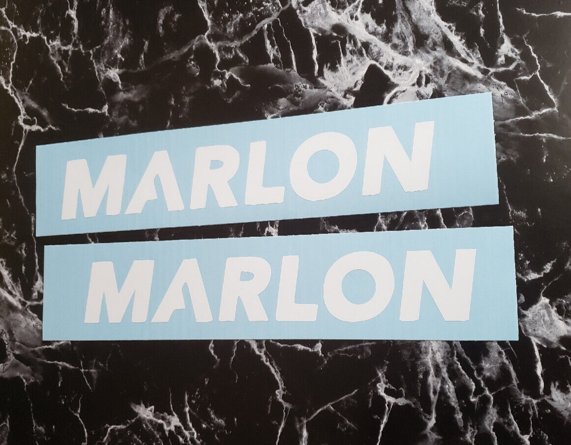 MARLON trailer DECALS Stickers Gloss WHITE 18×3″ – (2) Fast USA!