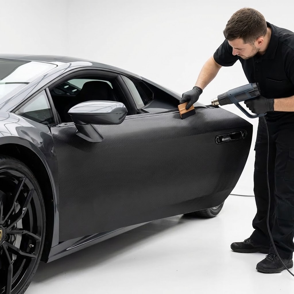 30ft x 5ft Gloss Black 4D Carbon Fiber Vinyl Wrap Film Bubble Air Free 360″x60″