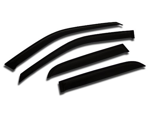 4 Pcs Car Window Rain Guards Dark Smoke Acrylic Tape On Deflectors Visors