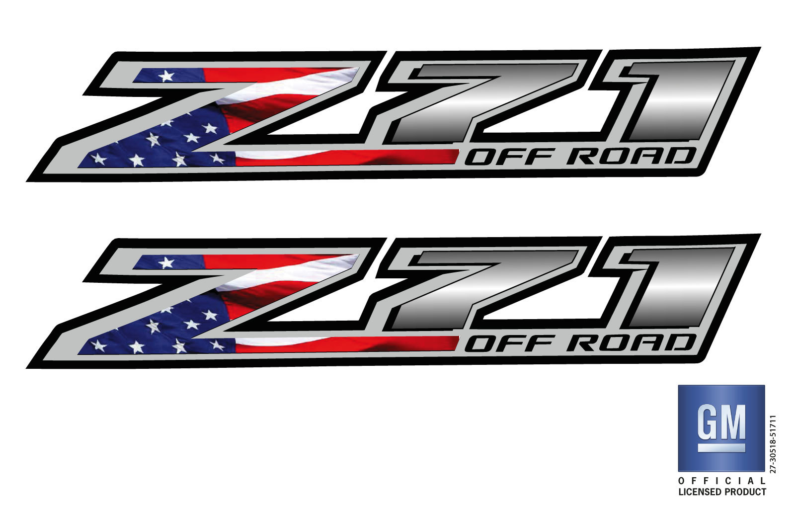 2014 2015 2016 17 18 GMC Sierra American Flag Z71 Off Road Bed Side Decal Set