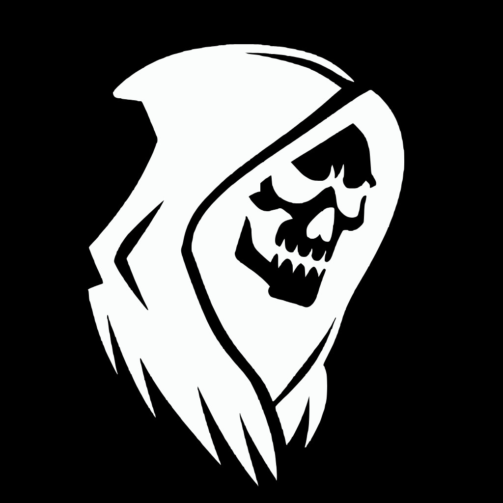 Evil Skull Death Grim Reaper Head Die Cut Vinyl Decal Sticker Left Right or Pair
