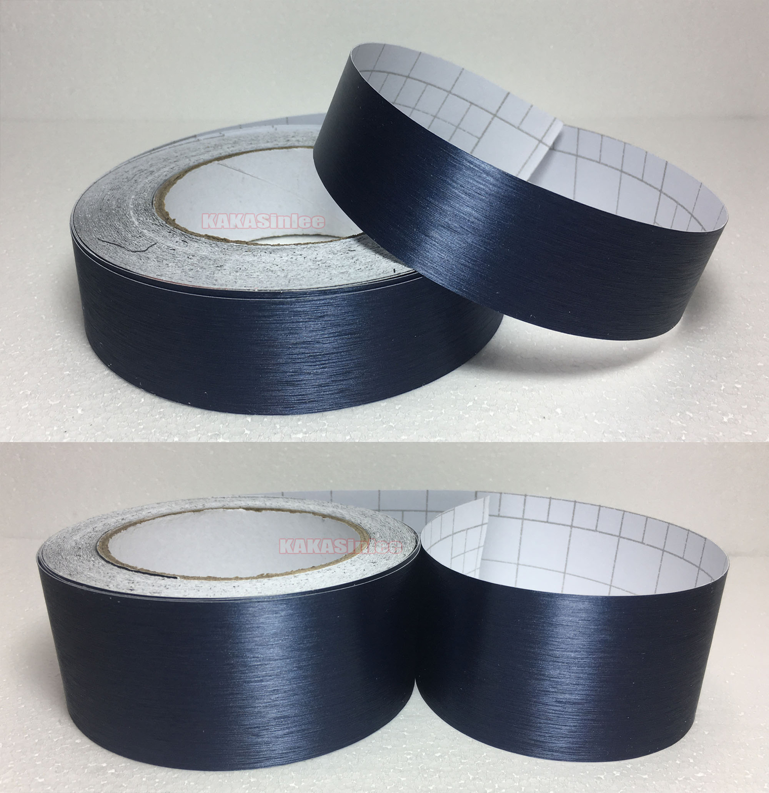 1.2″ x 120″ / Dark Blue Car Metal Brushed Grain Vinyl Wrap Sticker Decor Trim