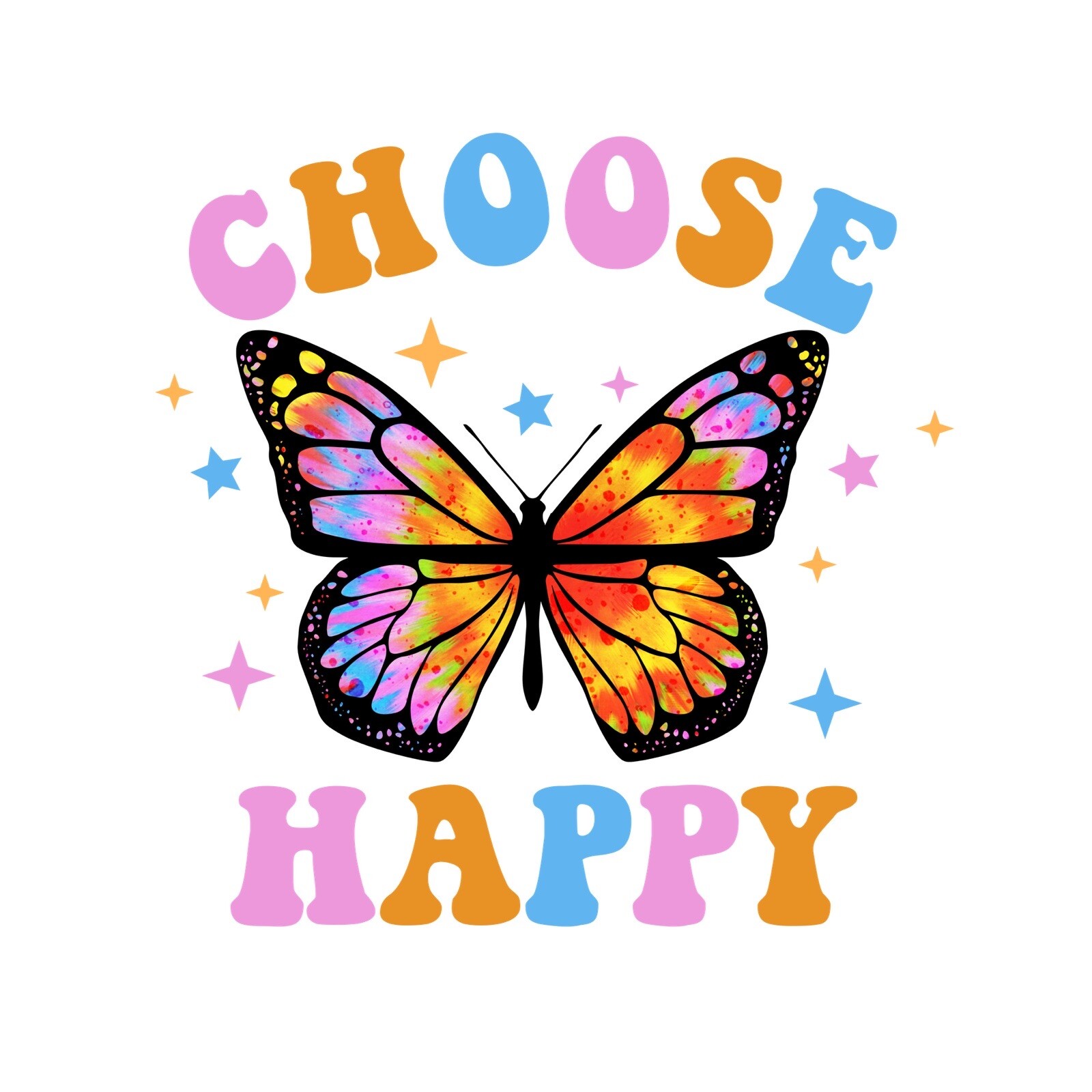 4” Butterfly Sticker Choose Happy Boho Butterfly Motivational Positive Tie Dye