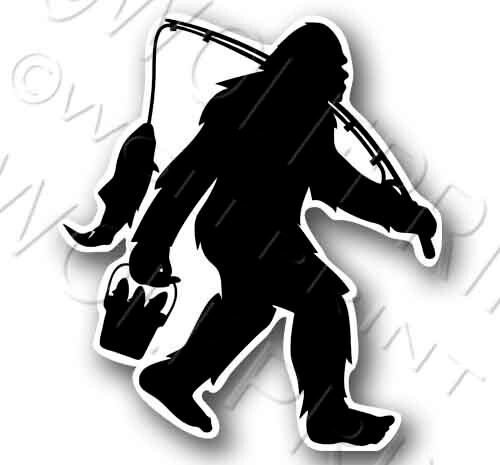 Bigfoot Fishing 4″ Tall Sticker Sasquatch Funny Decal
