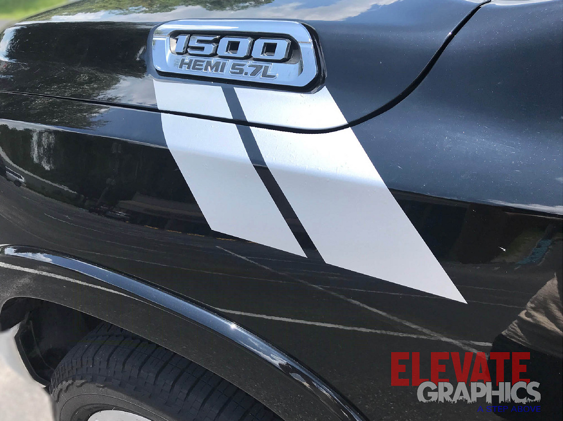 Fits Dodge Ram 1500 Side Hash Mark Stripes Decals Double Bar Graphics For 00-21