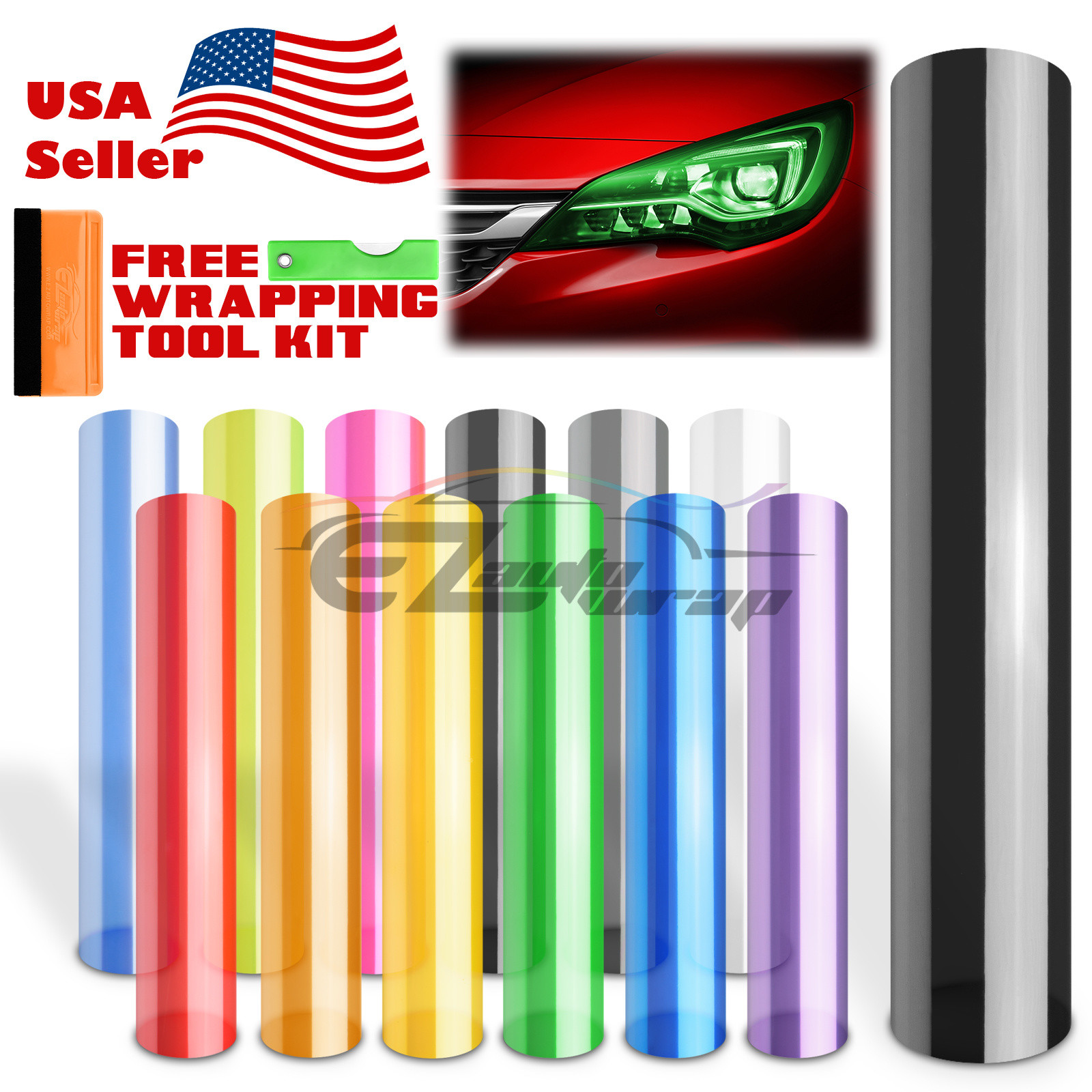 Glossy Gloss Color Headlight Tint Fog Lights Tail light Vinyl Film Stretchable