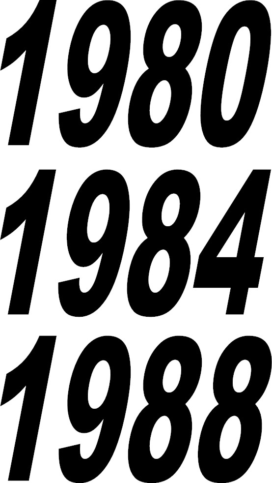 Custom Order Italicized years 2 x 1 inch in black. Your Choice of Years!