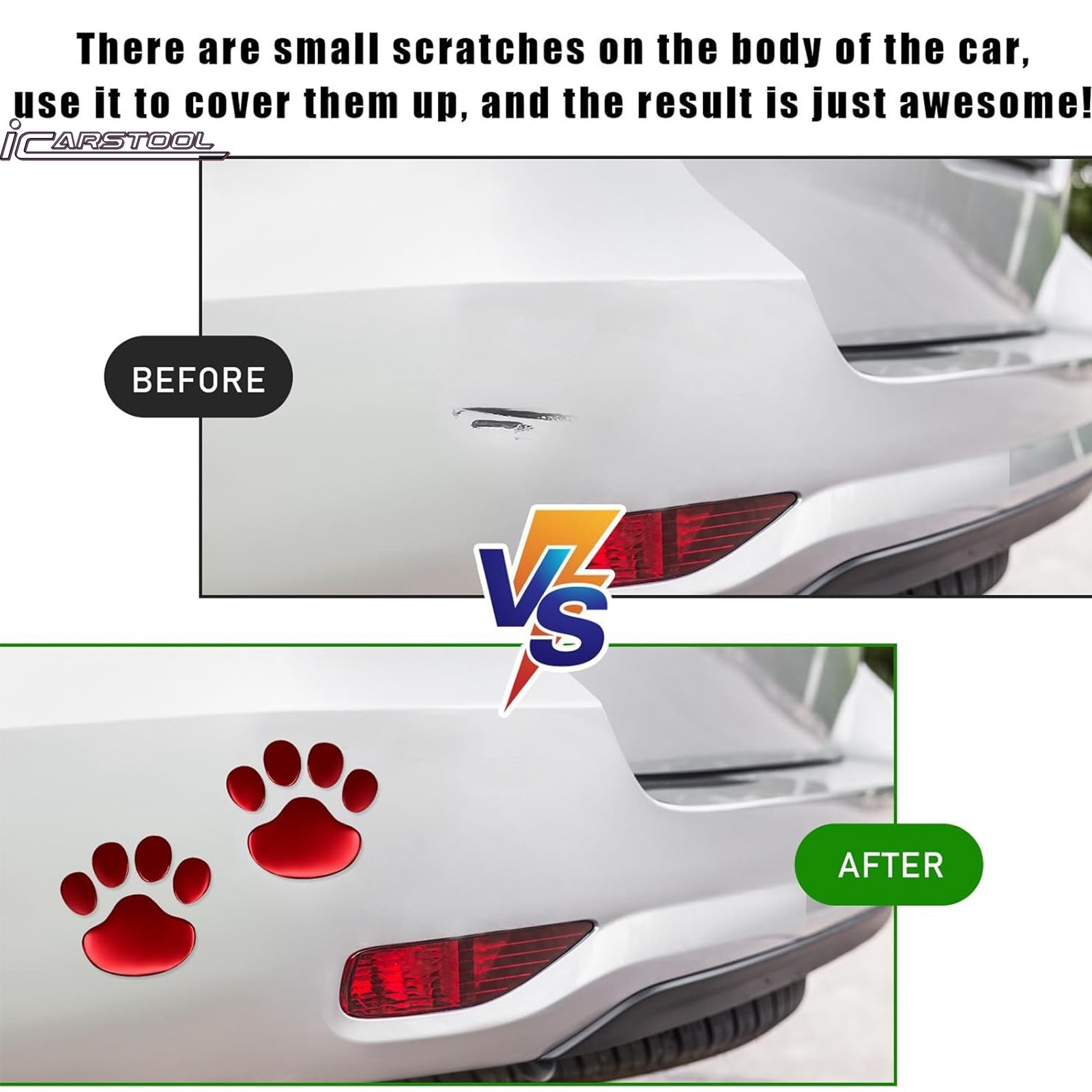 4 PCS 3D Red Dog Paw Car Decal Auto Bumper Window Laptops Decor Emblem Decal