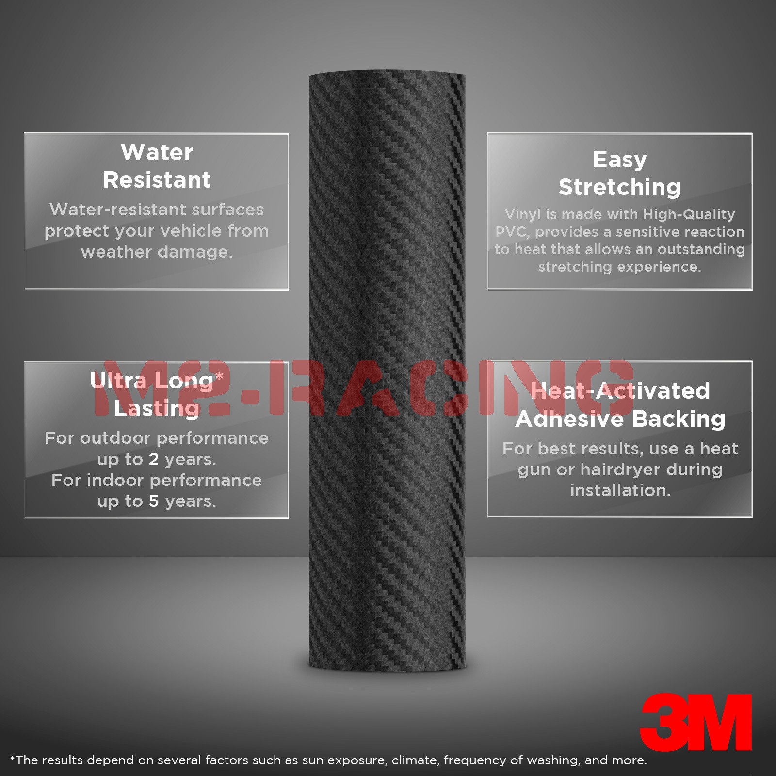 Genuine 3M 2080 Series CFS12 Carbon Fiber Black Vinyl Wrap Vehicle Film Decal