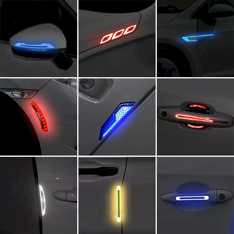 Car Door Bumper Truck Wheel Handle Sticker Reflective Tape Safety Warning Decal