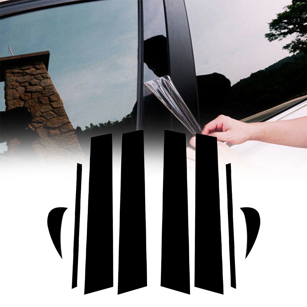8PCS Glossy Black Pillar Post Door Window Decor Cover For Toyota Camry 2018-2021