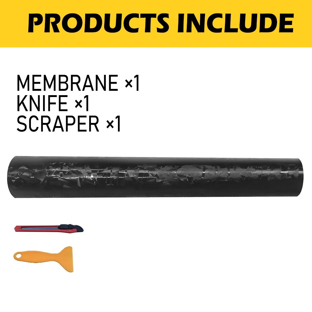 24K Chopped Carbon Forged Sticker Fiber Decal Black Gloss Car Vinyl Wrap Sheet