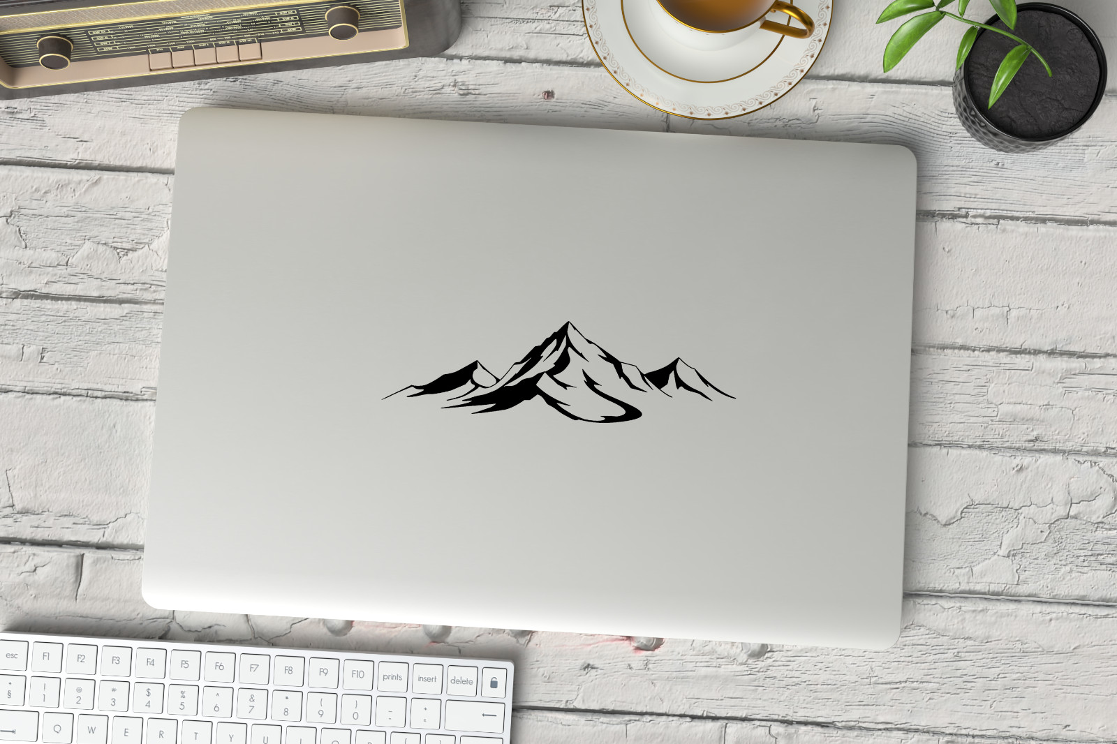 Mountain Vinyl Sticker Decal | Minimalist White Peak | Car Window Laptop Outdoor