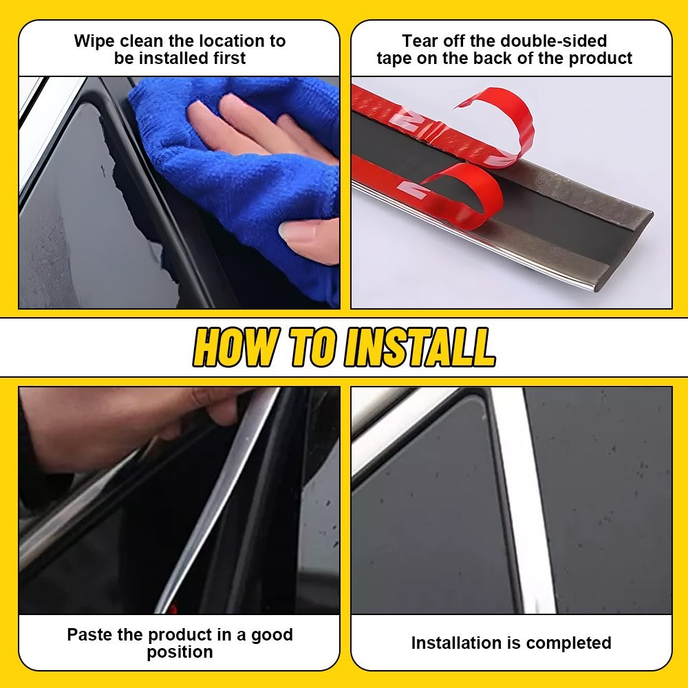 Chrome Trim Molding, Body Side Trim Strip for Car/Truck Bumper Door Window Guard