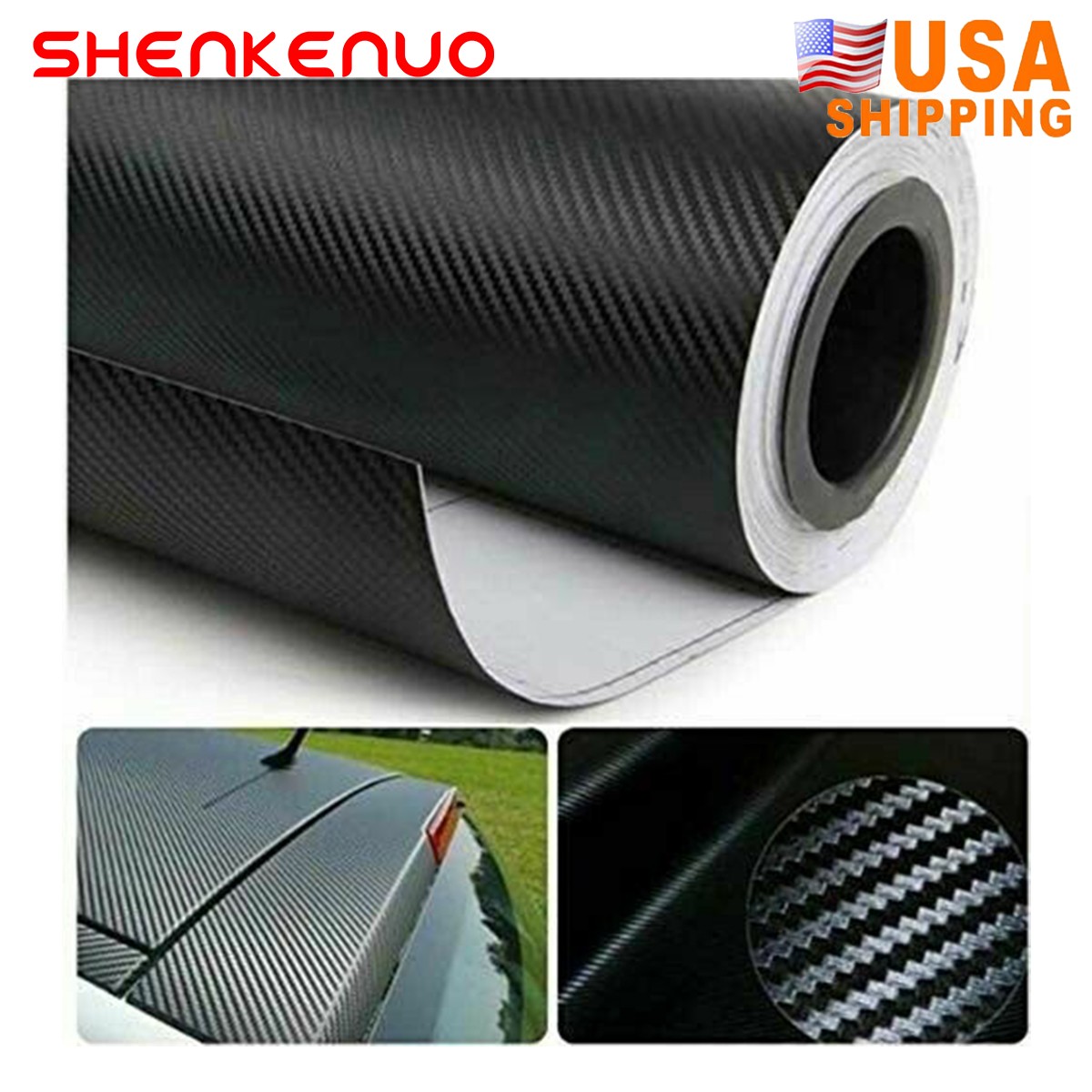 7D Waterproof Carbon Fiber Vinyl Car Wrap Sheet Roll Film Sticker Decal Paper