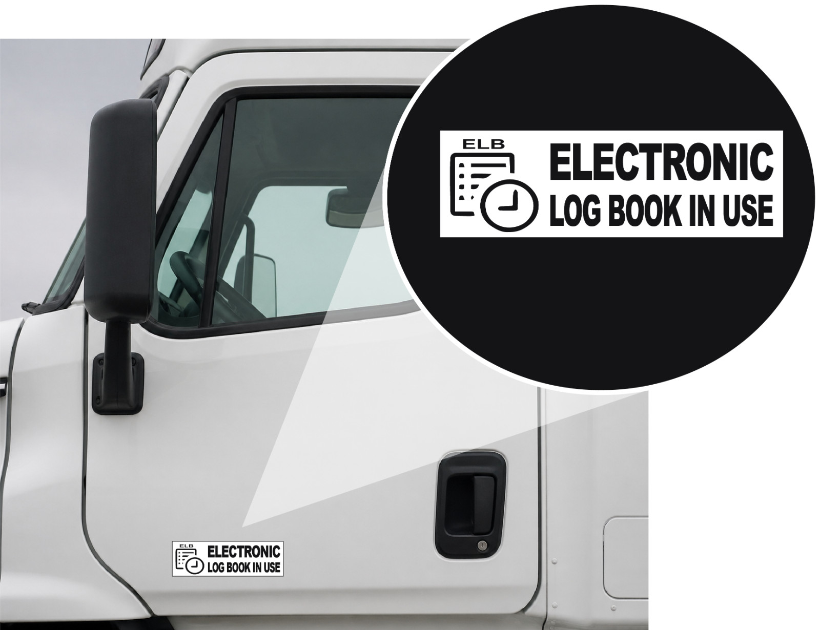 (2) E-Log Devise In Use ELD Electronic Log Book In Use Decal Sticker 8″ P185