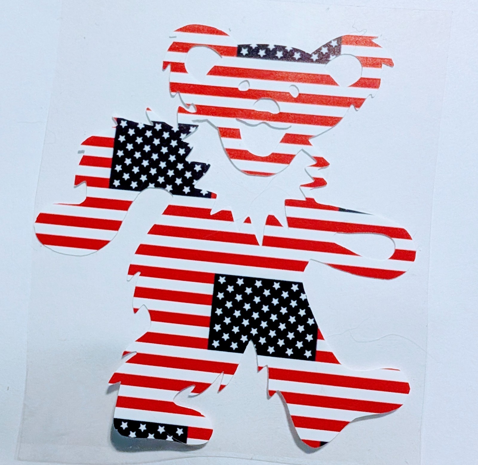 Dancing Bear Vinyl Decal Rainbow USA Patriotic American Flag Sticker