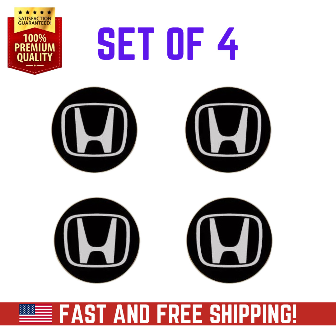 (4) Logo Sticker Wheel Center Caps Decal For Honda CIVIC ACCORD CRV Vtec Si