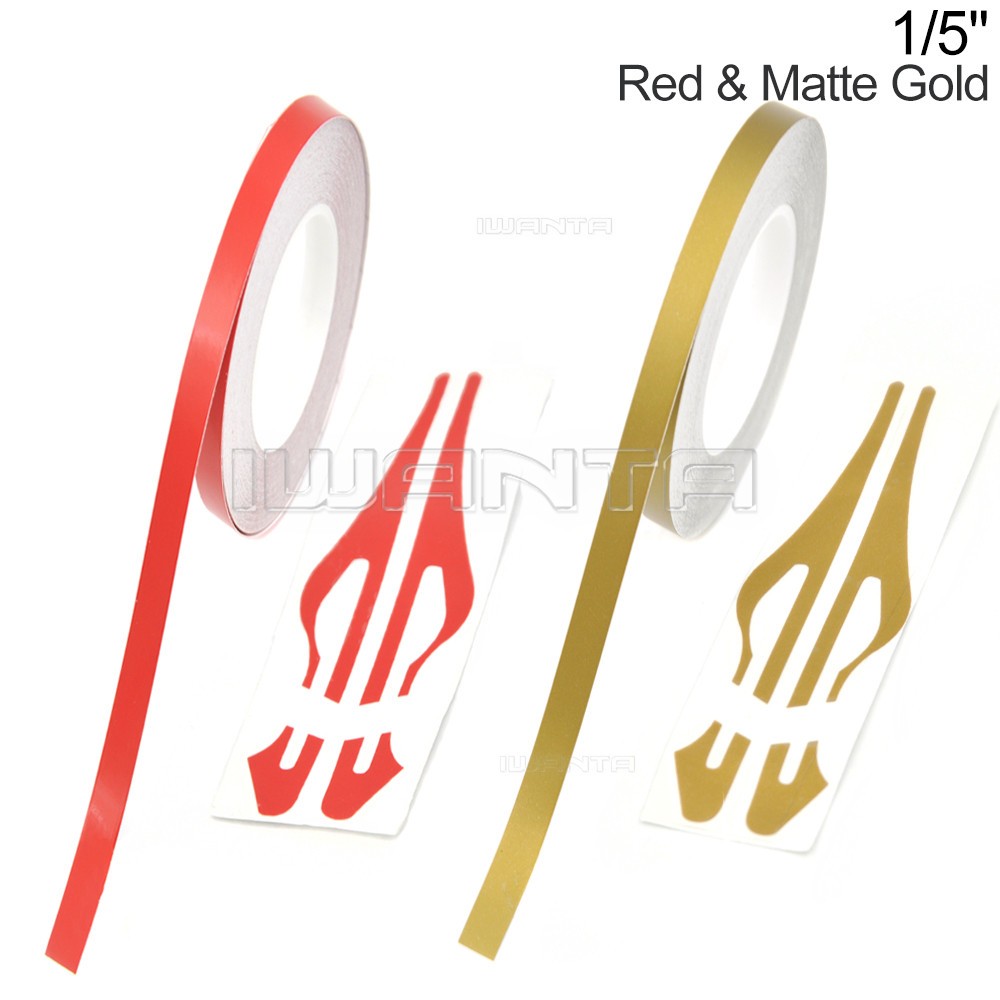 1/5″ 5mm Red & Matte Gold Pinstriping Pin Stripe DIY Vinyl Tape Decal Sticker
