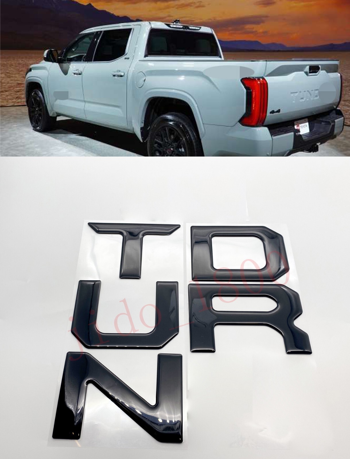 Gloss Black Domed letters compatible with TOYOTA TUNDRA 2022 23 Tailgate insert