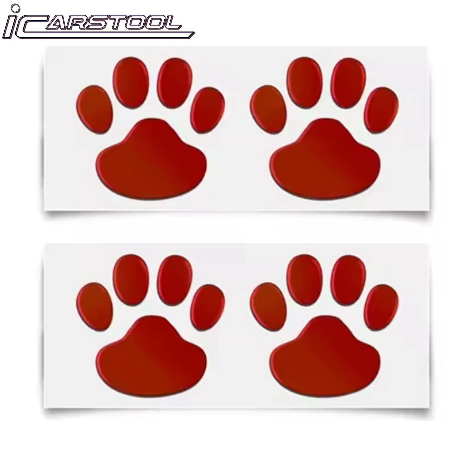 4 PCS 3D Red Dog Paw Car Decal Auto Bumper Window Laptops Decor Emblem Decal