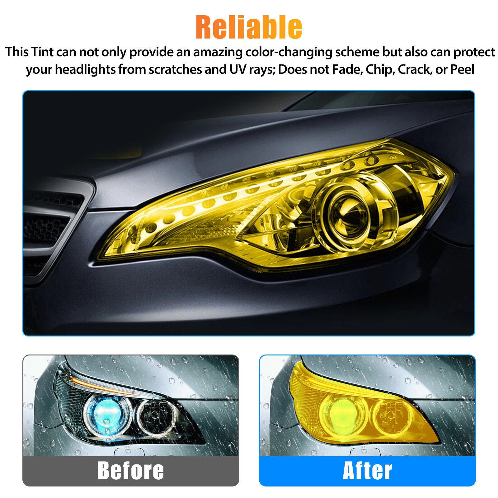 NEW 12″ Wide Gloss Light Black Taillight Headlight Fog Light Tint Film Vinyl