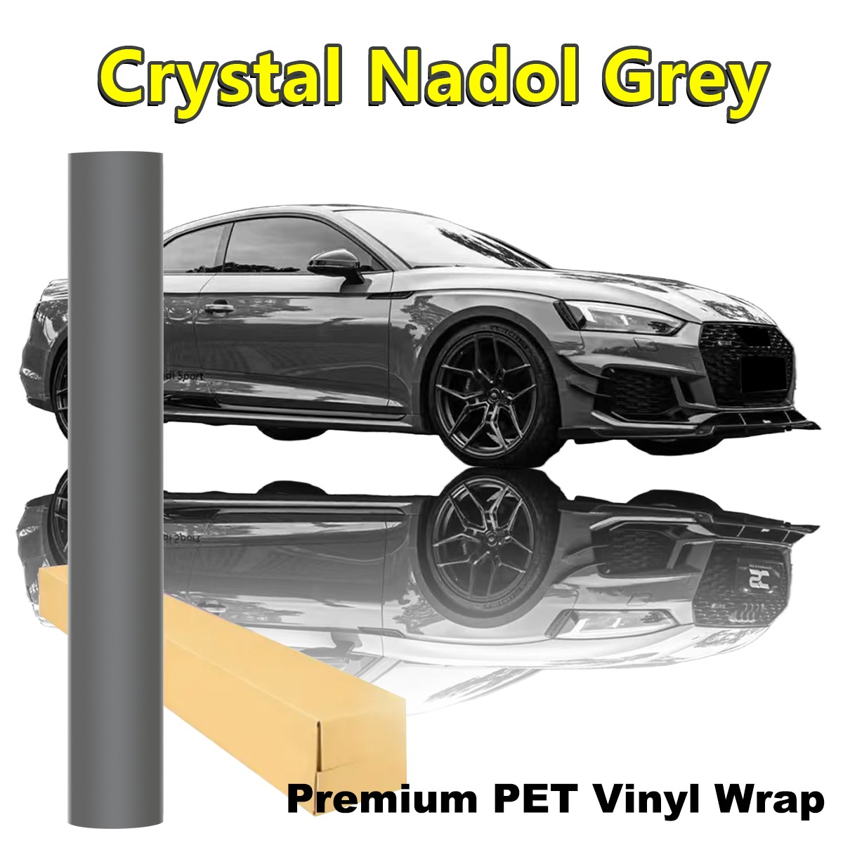 5FTx50FT PET Crystal Nardo Grey Vinyl Wrap Self-Adhesive Air Release US Stock