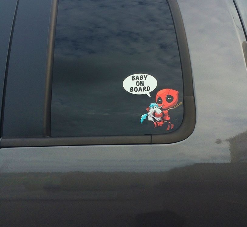 Baby Deadpool Baby On Board Sticker, Deadpool Baby on Board Bumper Sticker Decal