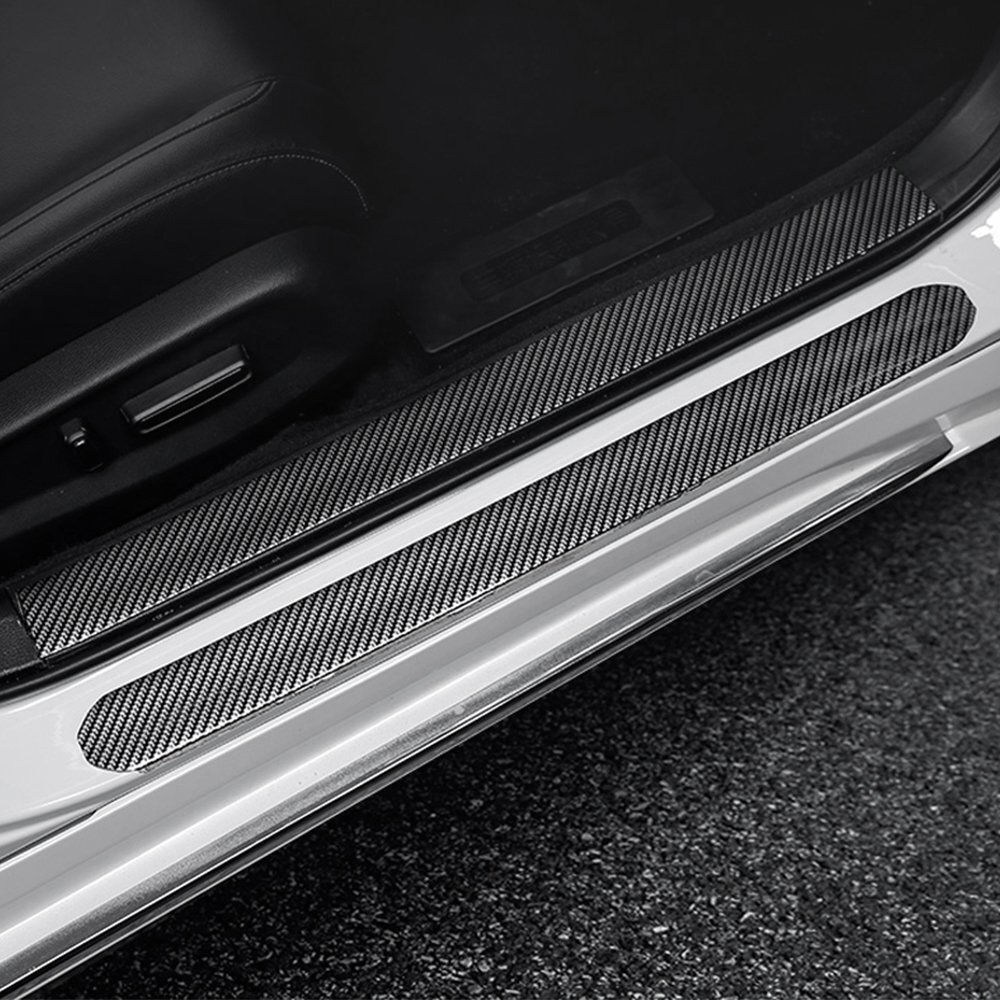 Carbon Fiber Vinyl Car Door Sill Scuff Cover Plate Sticker Protector Accessories