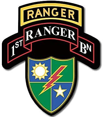 3×4 inch 1st Ranger BN Seal w RANGER Above Tab Shaped Sticker (decal) Army Lic.
