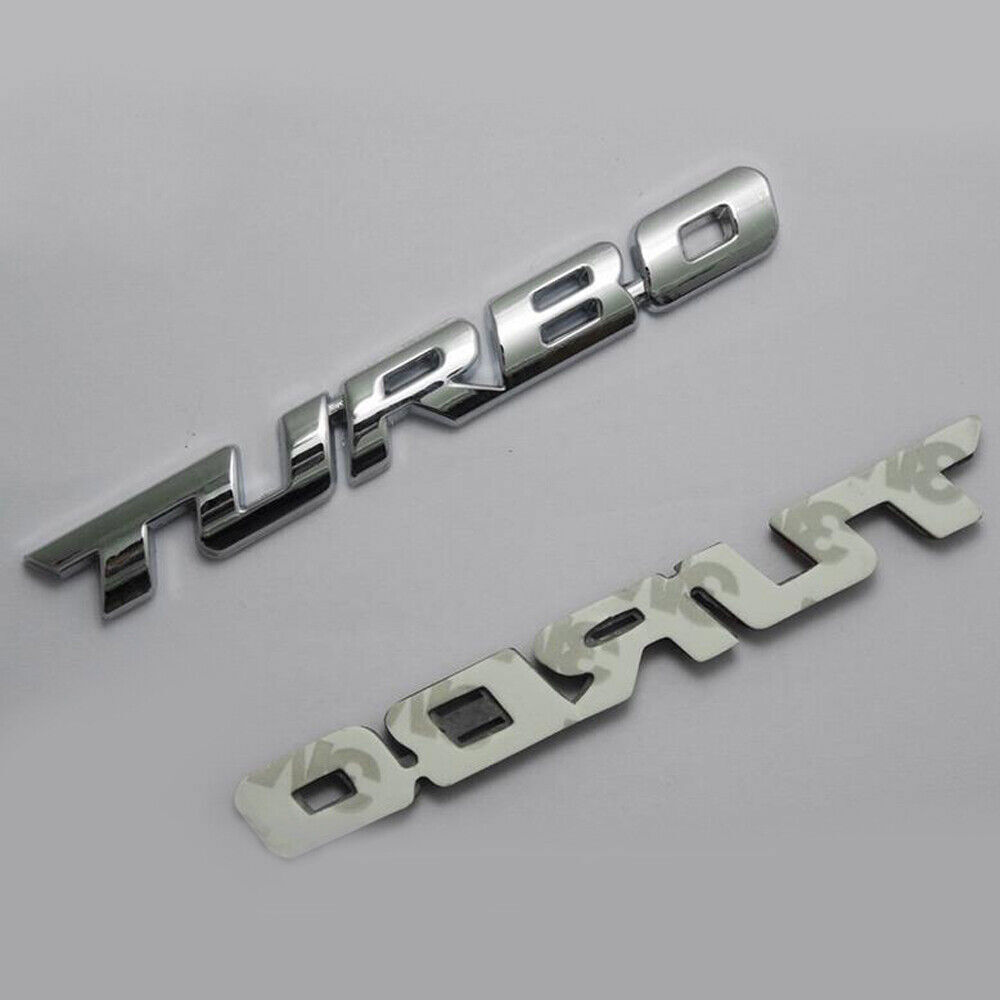 2PCS 3D TURBO Logo Chrome Metal Car Badge Emblem Decal Sticker Accessories Trim