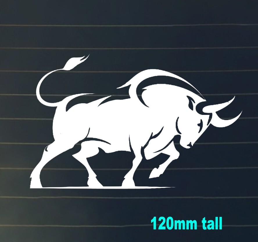 BULL STYLE DECAL STICKER WHITE Vinyl DIABLO HORNS TAURUS COOL