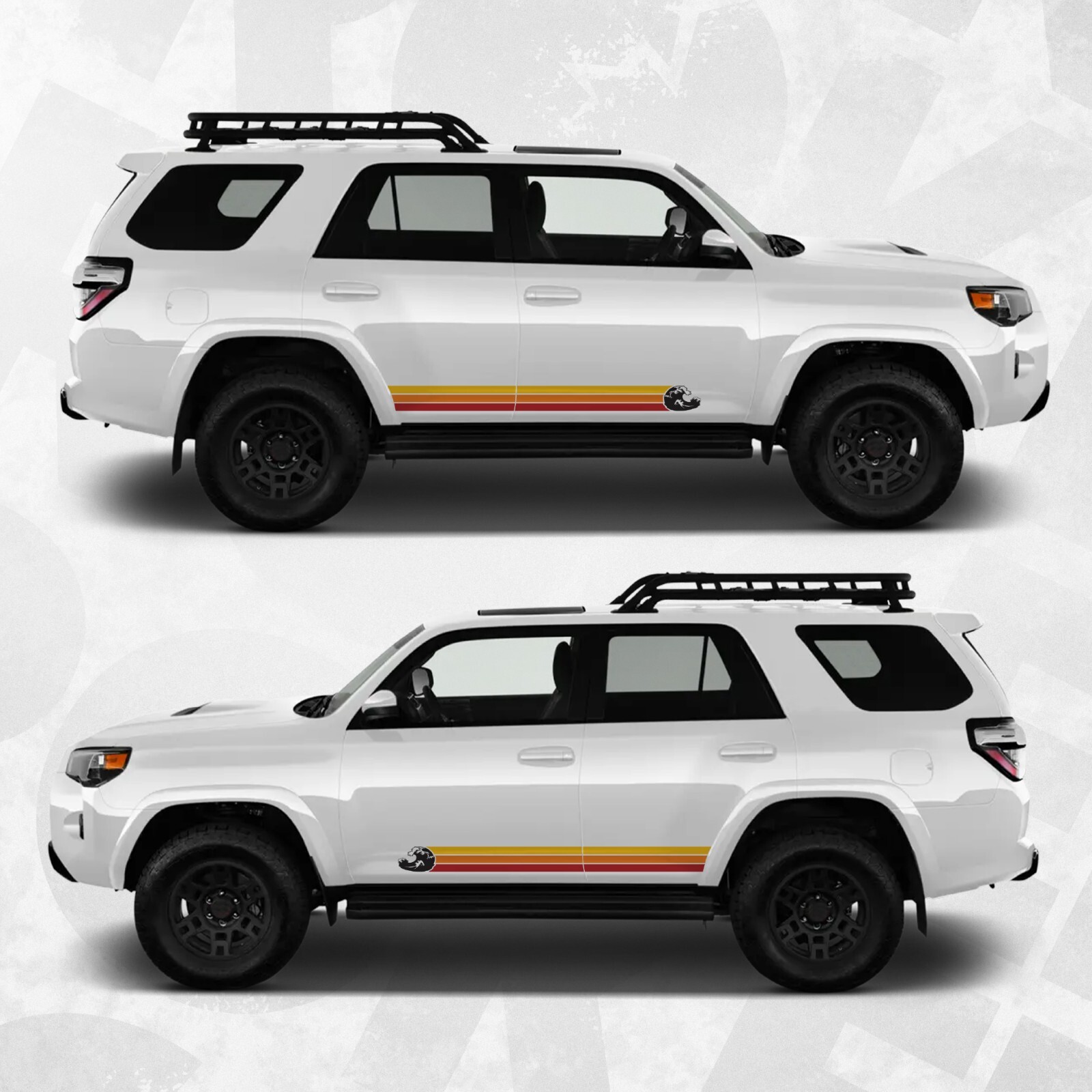 Retro Wave Rocker Panel Decal – Great Wave Side Stripe – Universal Fit SUV Van