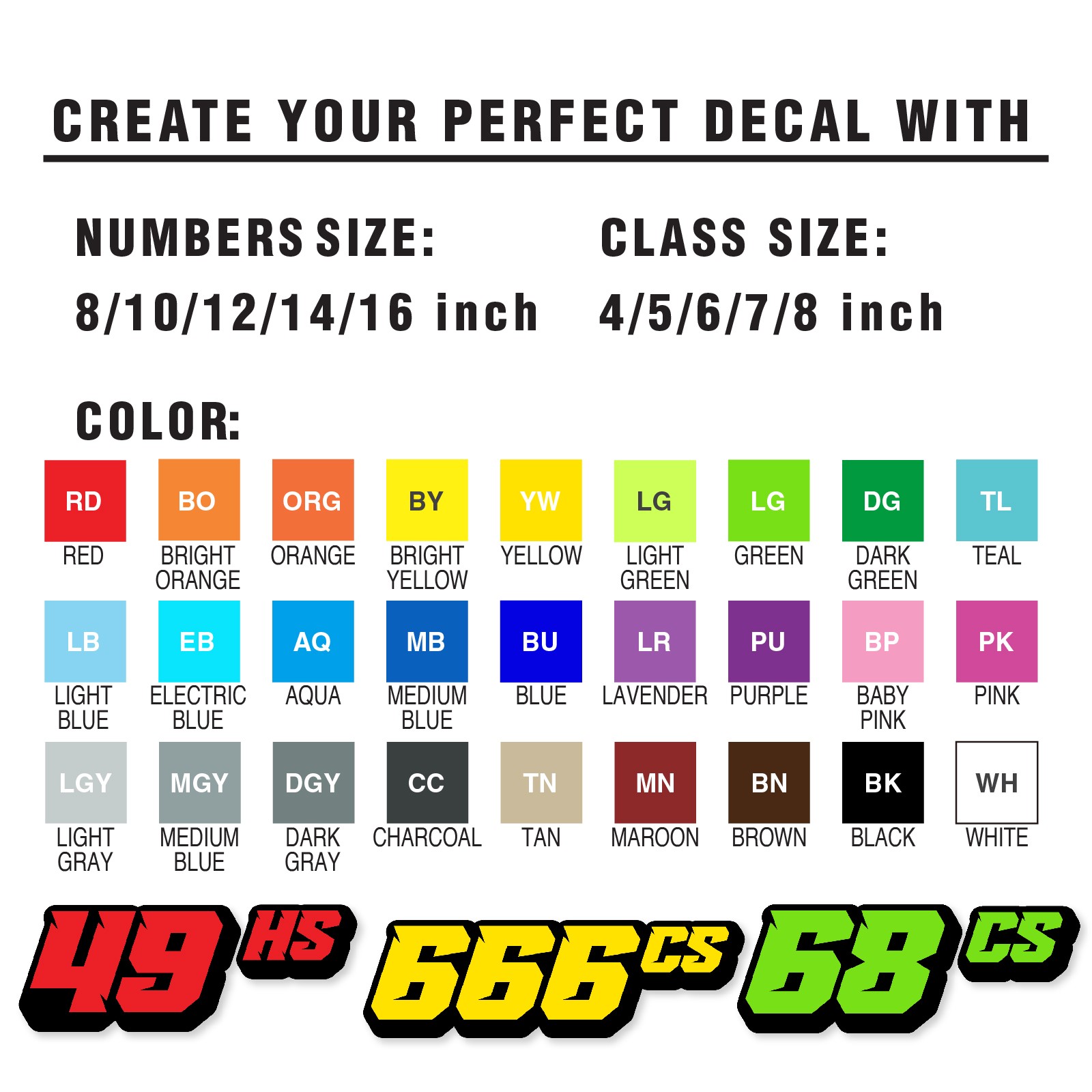 Custom Autocross Number Class Sticker Glossy x2 8,10,12-16 inch – Vibrant Style