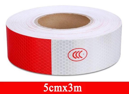 5cm Wide Red & White Reflective Adhesive Tape – Safety Sticker for Truck, Car, M