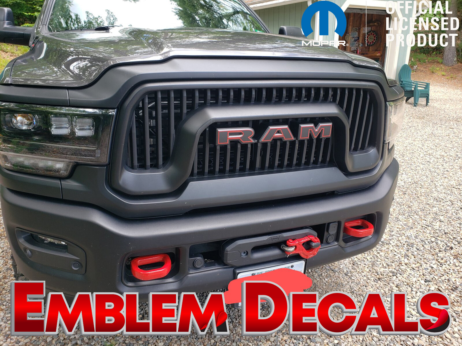 RAM 2500 POWER WAGON ” R A M ” Grill Emblem Decal 2 TONE 19 2020 2021 2022 23 24