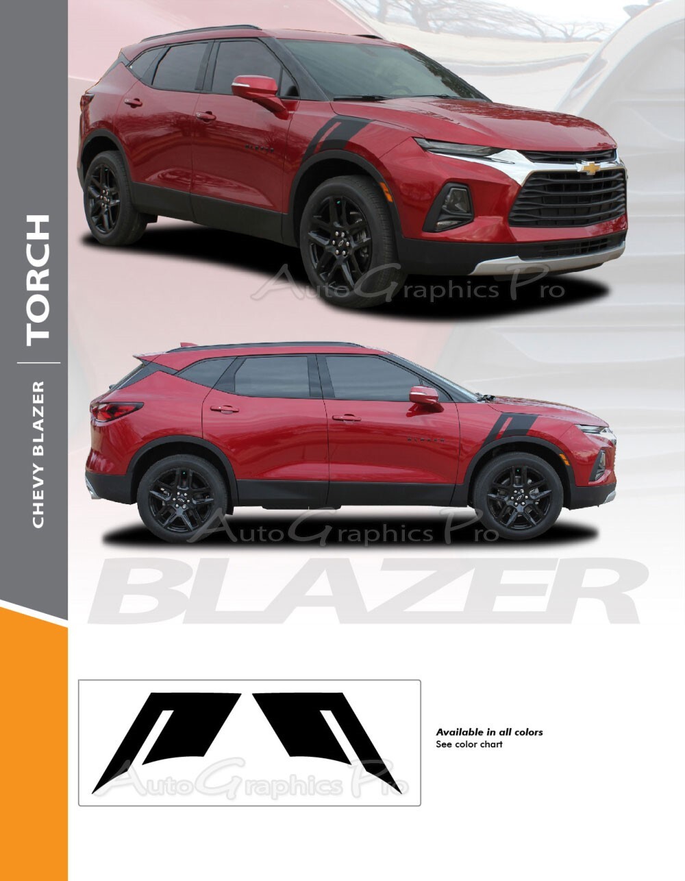 2019-2024 Chevy Blazer Fender Stripes Side Double Bar Hood Decals Vinyl Graphics