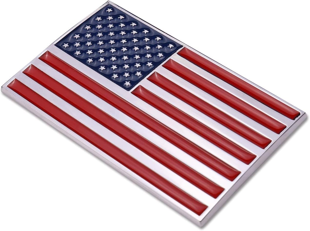 3D American Flag Metal Car Sticker, 3.15″ x 2″ Flag Decal, Zinc Alloy Emblem…