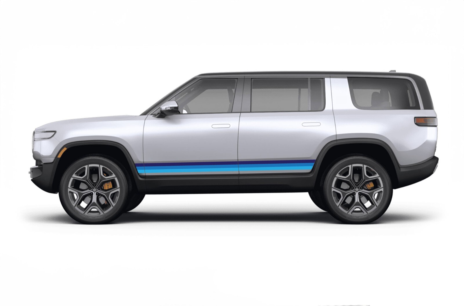 Retro sport stripes decal sticker graphic design kit for Rivian R1S SUV electric