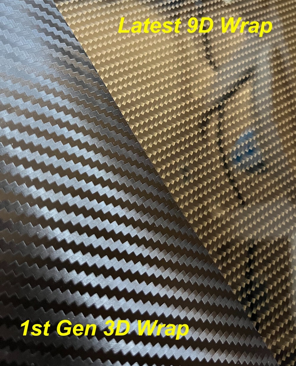 12″x60″ Ultra Gloss 9D Pet Black Carbon Fiber Vinyl Wrap Bubble Free 1ft x 5ft
