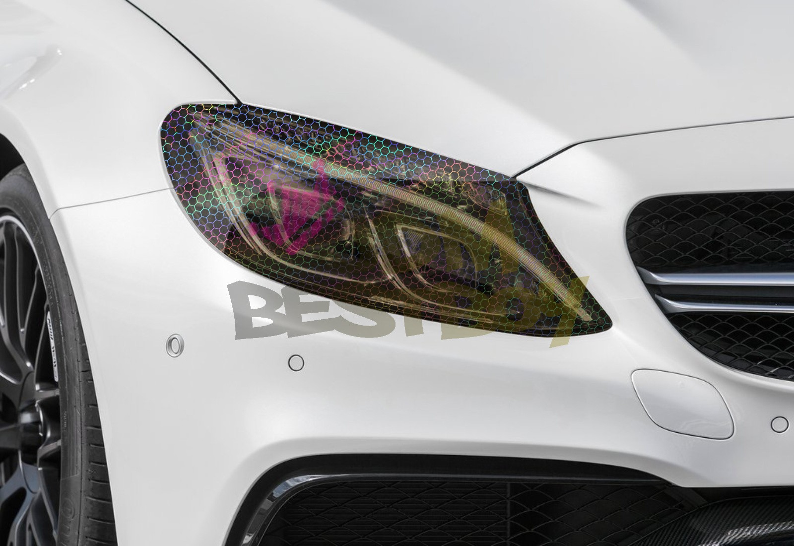 Headlight Hex Holographic Gloss Medium Smoke Taillight Tint Film Fog Light