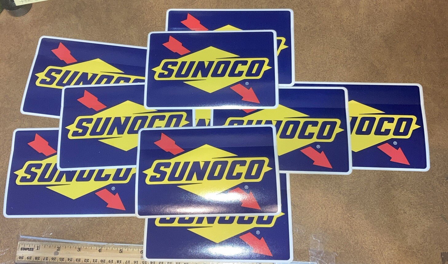 LOT OF 10 SUNOCO STICKERS DECALS NASCAR RACING THE FREE FUEL 5000 GAME 4.5”X7″