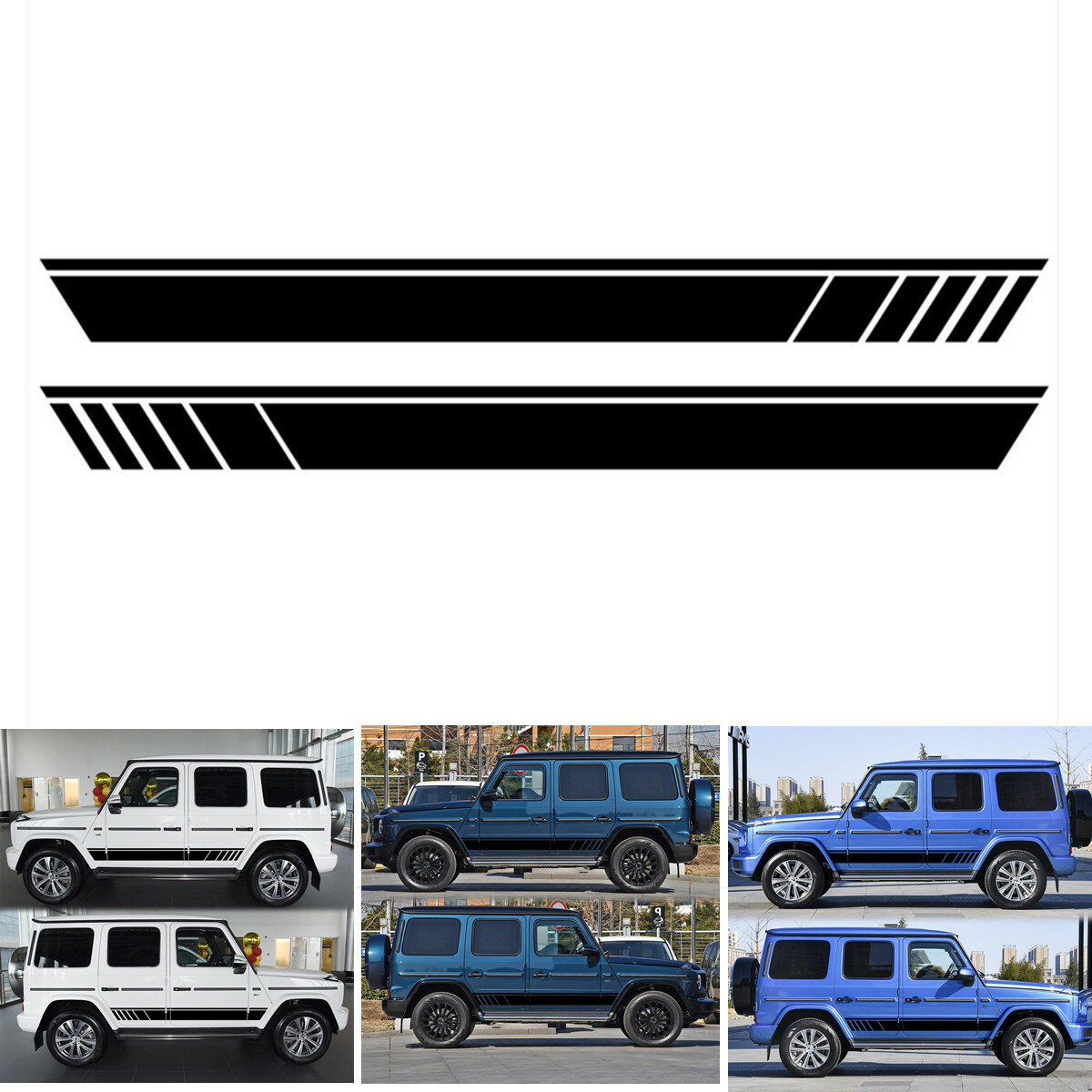 2PCS Body Racing Stripes Vinyl Decal Stickers Car Truck Auto Rally Race Graphics